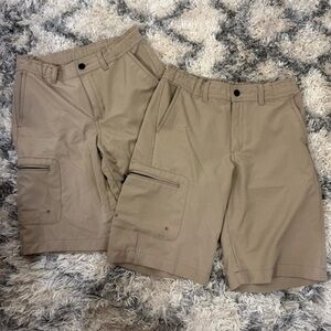 2 Pair Boys Magellan Tan Khaki Fishing Outdoor Cargo Shorts Fish Gear